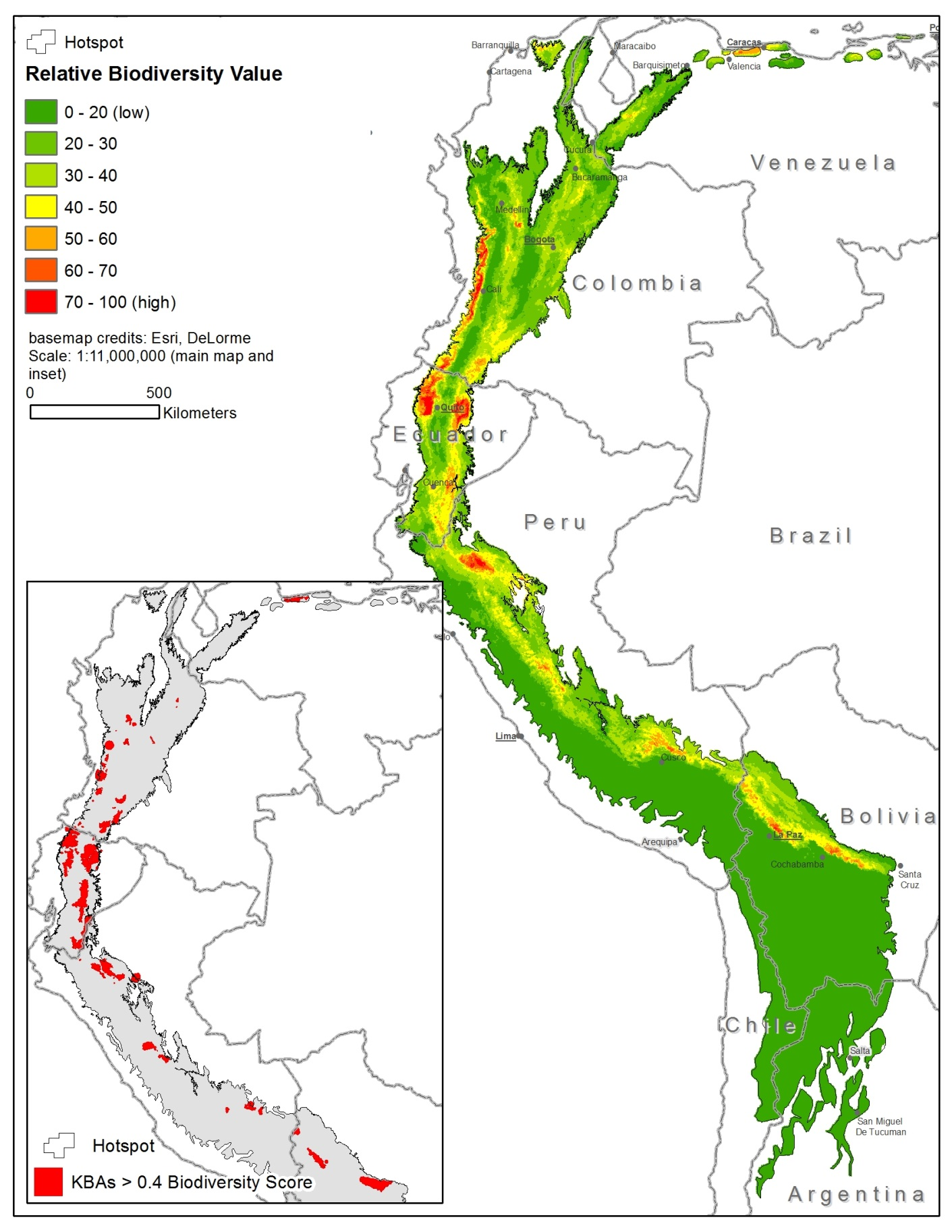 The ecosystem profile identifies the hotspot's Key Biodiversity Areas and their relative biodiversity value.