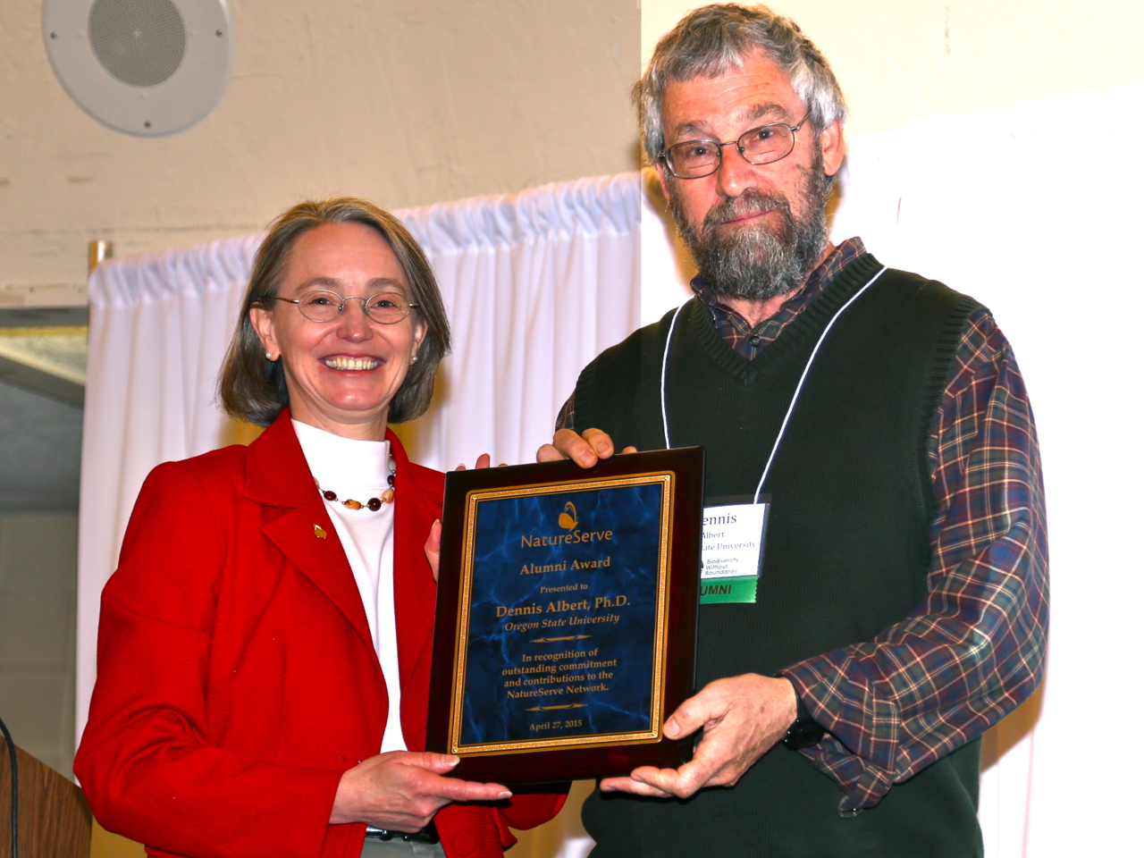Dennis Albert, a former lead ecologist for the Michigan Natural Features Inventory, receives the 2015 NatureServe Alumni Award.