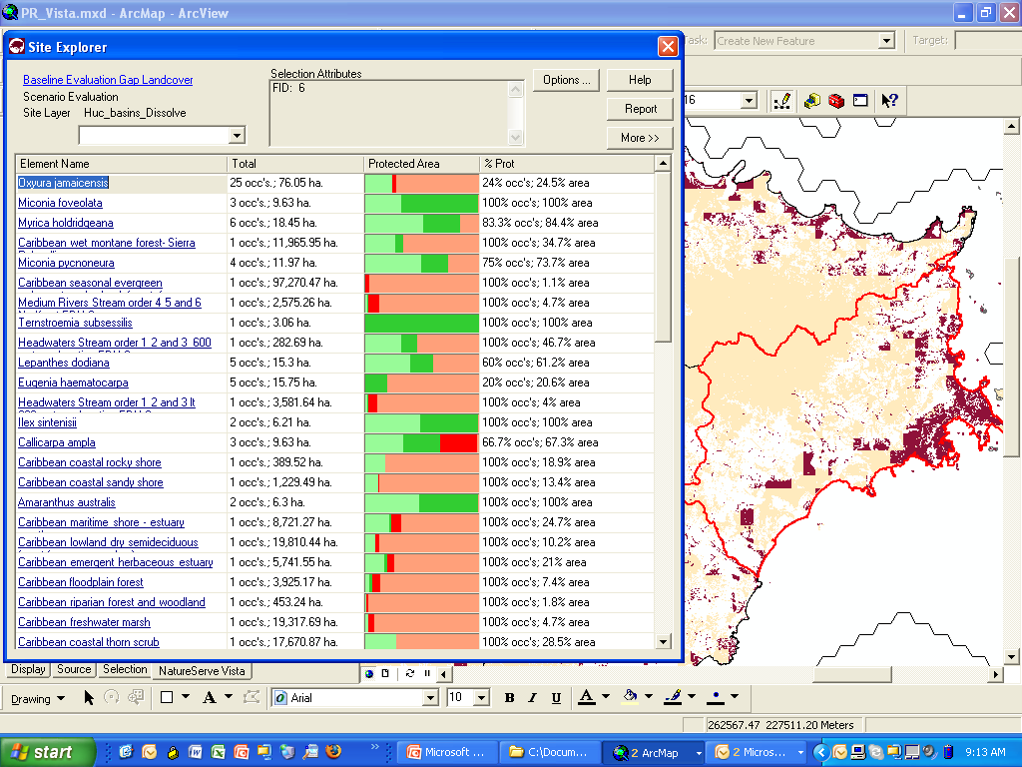Exploring results of scenario evaluation in Vista's Site Explorer function.