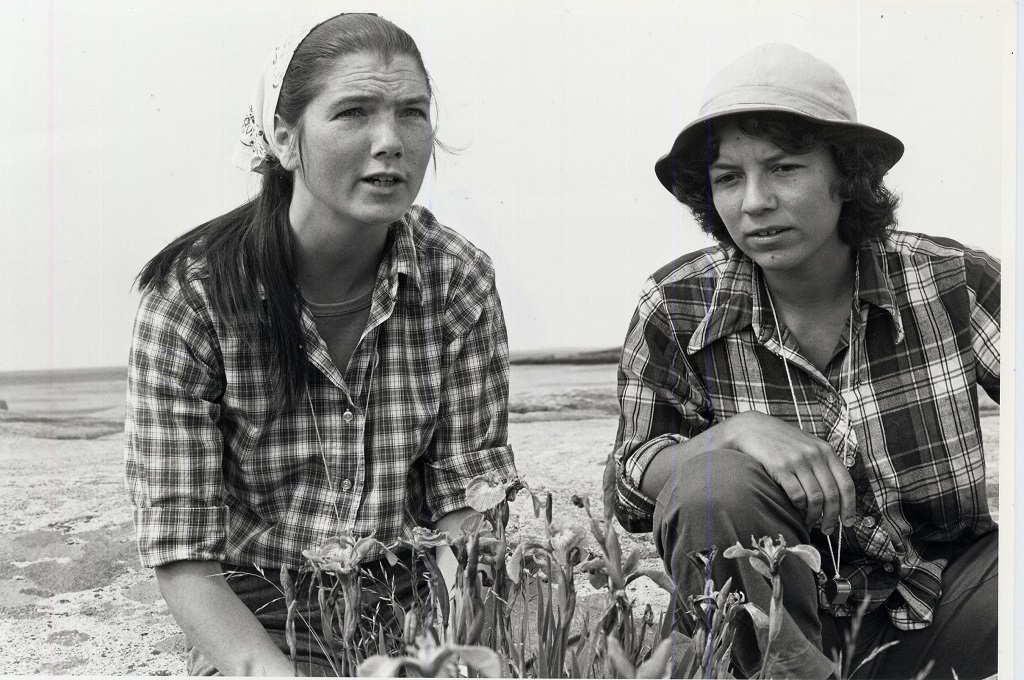 Sue Gawler (right) with Barbara Vickery at Little Moose Mountain in Maine in 1982 