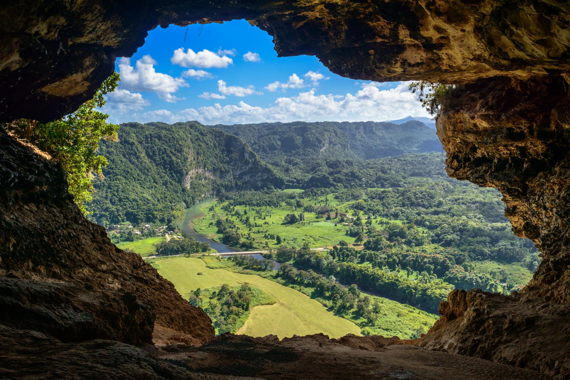 Window cave overlooking Puerto Rico landscape