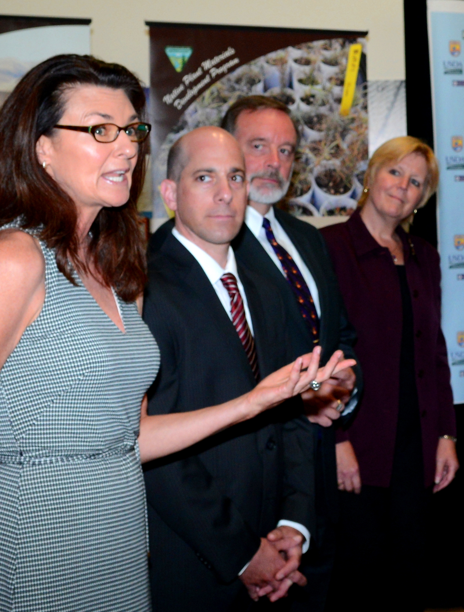 Chief Scientist Healy Hamilton speaks on behalf of nearly 300 conservation groups and non-profits at a June ceremony in which a dozen federal agencies renewed their committment to the Plant Conservation Alliance. | Photo courtesy the Bureau of Land Management  