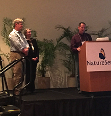 Chris Ludwig of the Virginia Natural Heritage Program introducing Tom Smith (far left), recipient of the first-ever NatureServe Lifetime Achievement Award