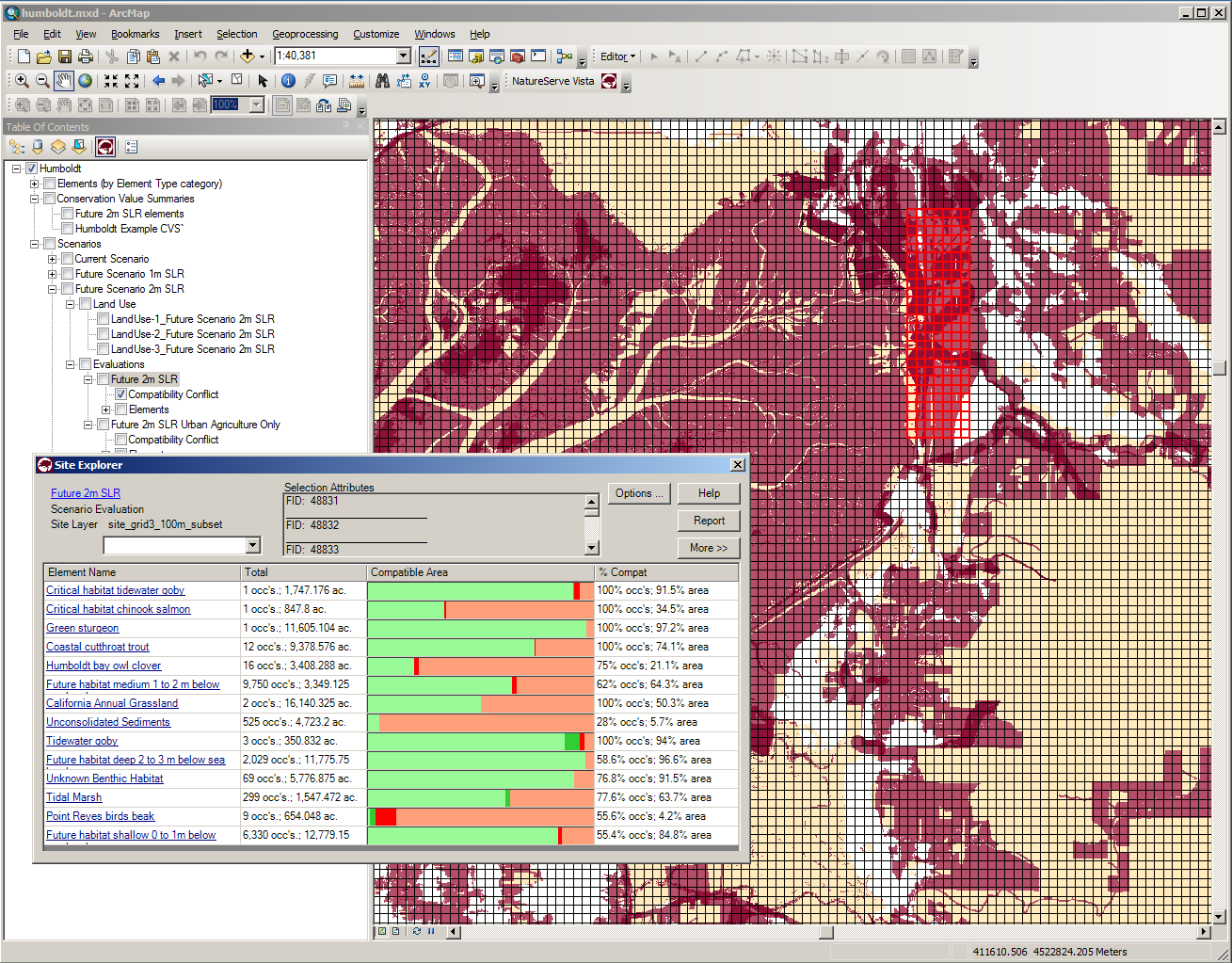 Exploring results of scenario evaluation using Vista's Explorer function